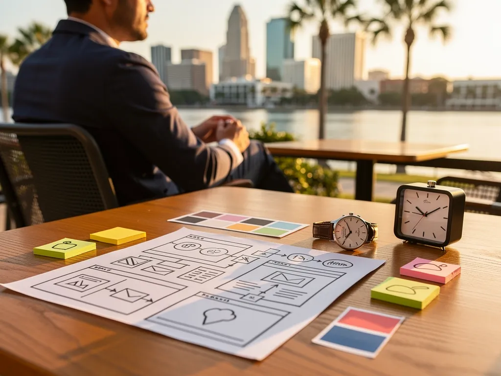 A digital marketer in Tampa reviewing a design timeline