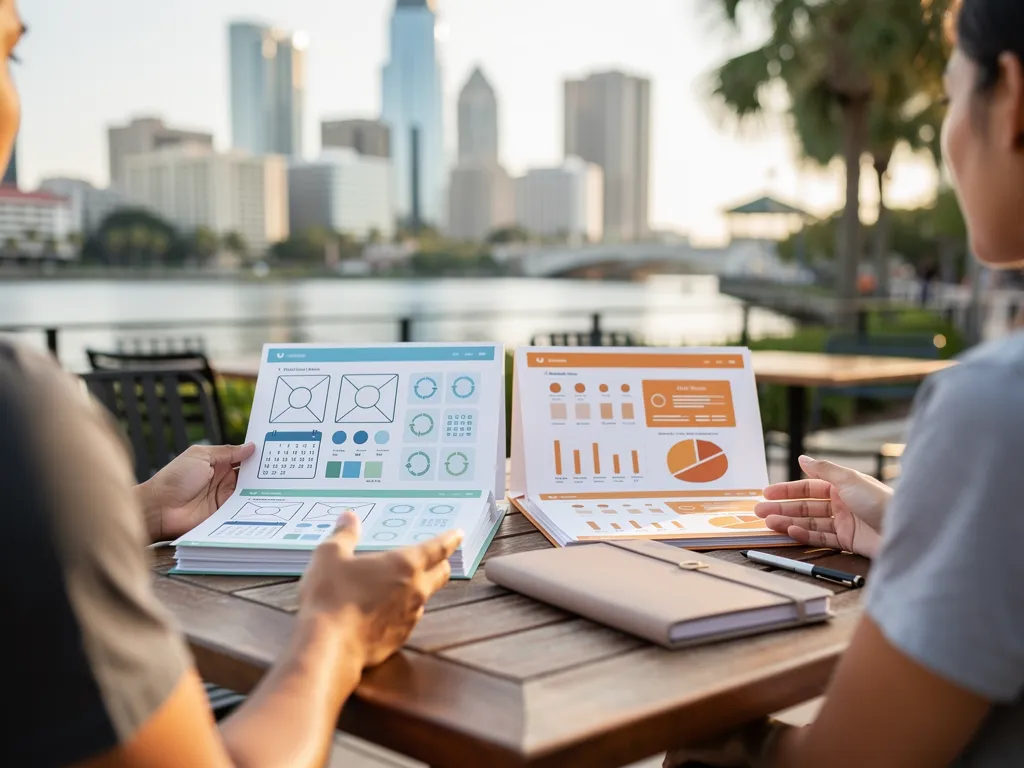 Business owners choosing between two website design plans